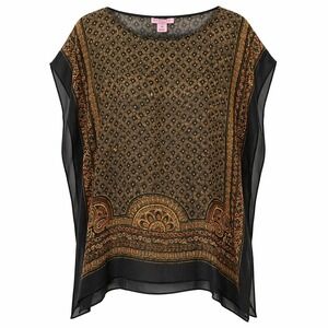 CALYPSO St Barth 100% Silk Handkerchief Small Top Earthy Boho Lagenlook Luxury